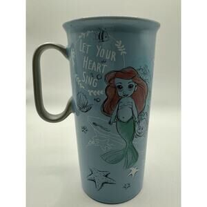 Disney Store Tall Blue Latte Mug Baby Princess Let Your Heart Sing Coffee Tea